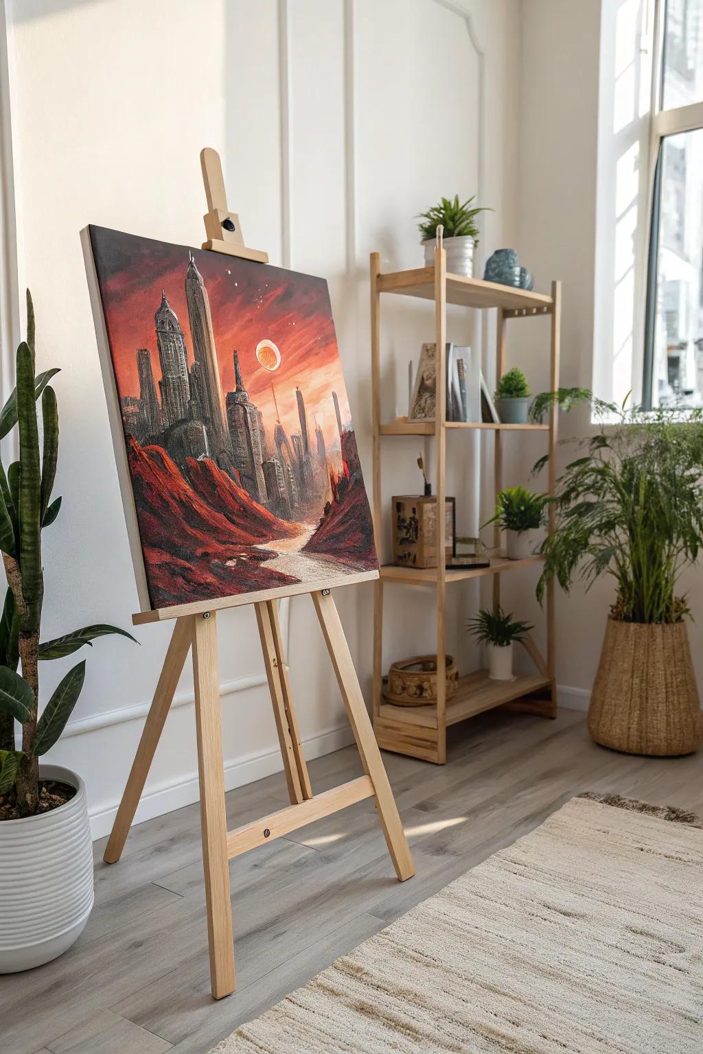 Explore the enchantment of temporal journey through art: where the future converges with the past in vibrant unison.