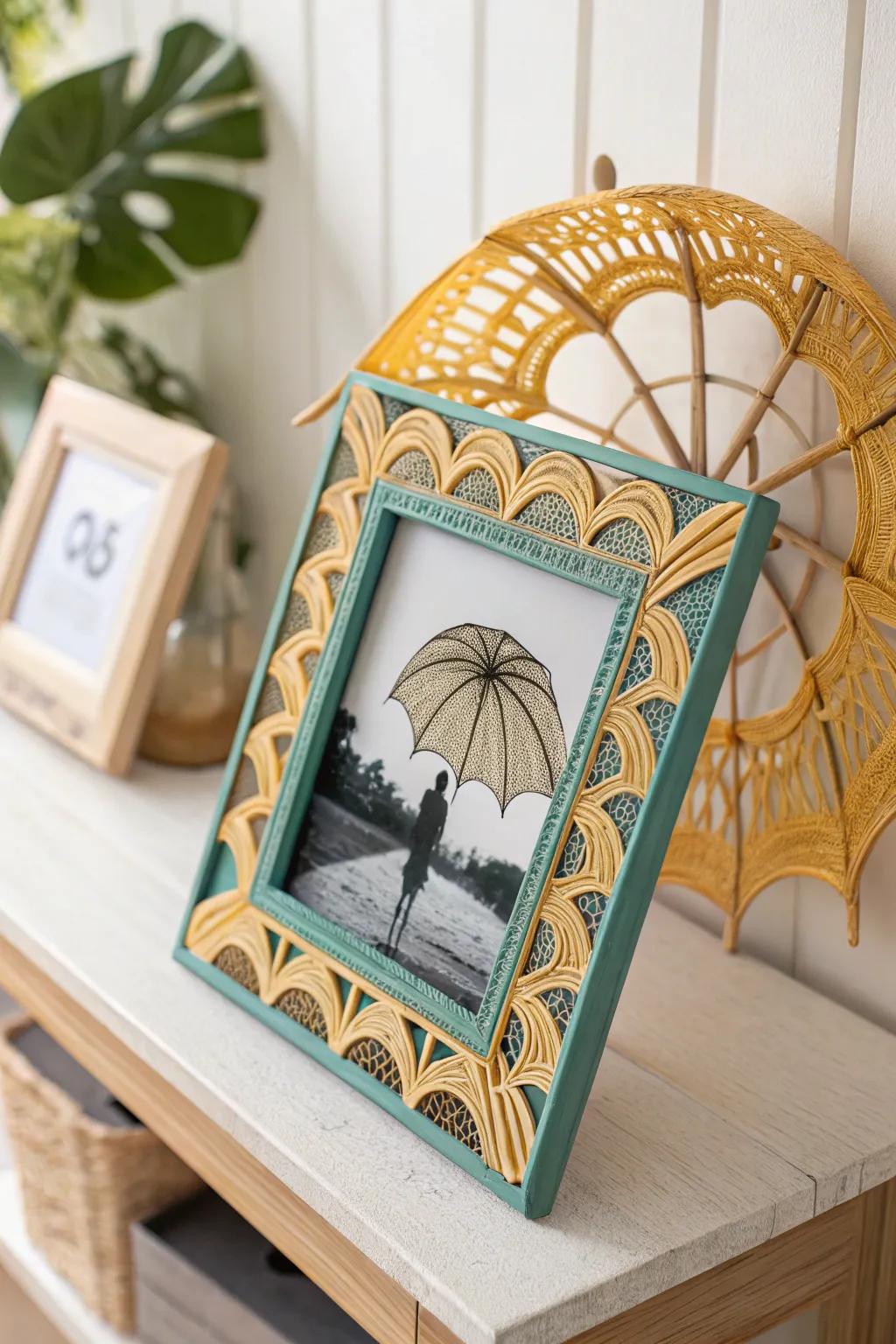Capture cherished moments with a whimsical umbrella-inspired frame that blends Scandinavian simplicity with boho charm.