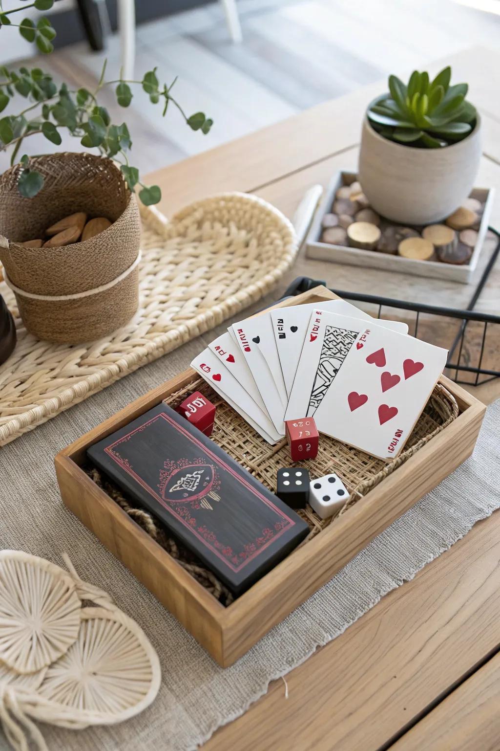 Make unforgettable memories using a stylish playing night basket, the flawless Valentine's Day surprise for him!