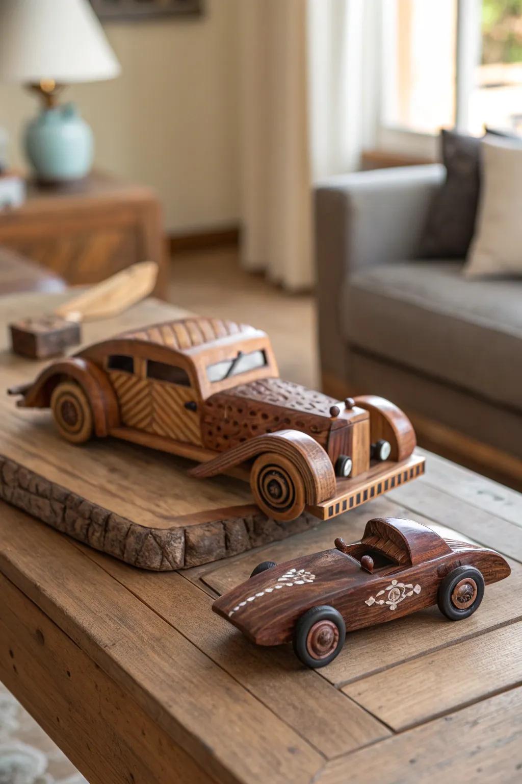 Etched Elegance: Timeless timber vehicle playthings that captivate and cherish.