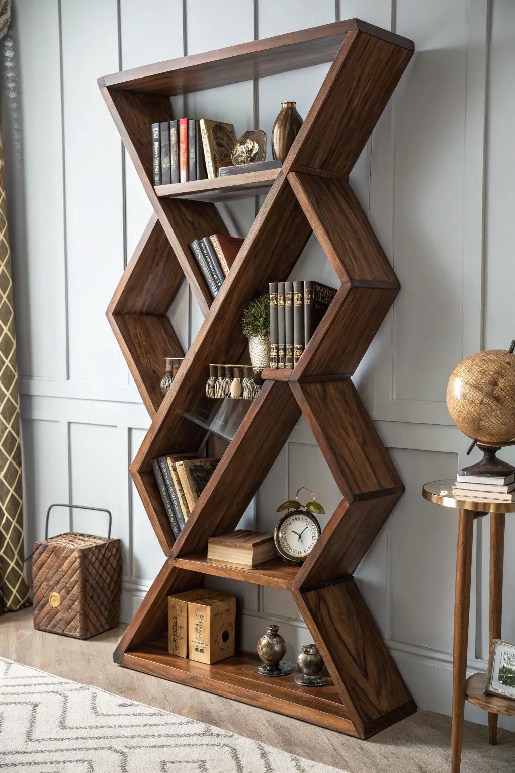 Revamp your location through the elegance found in a zigzag timber bookshelf, where task complements artistry.