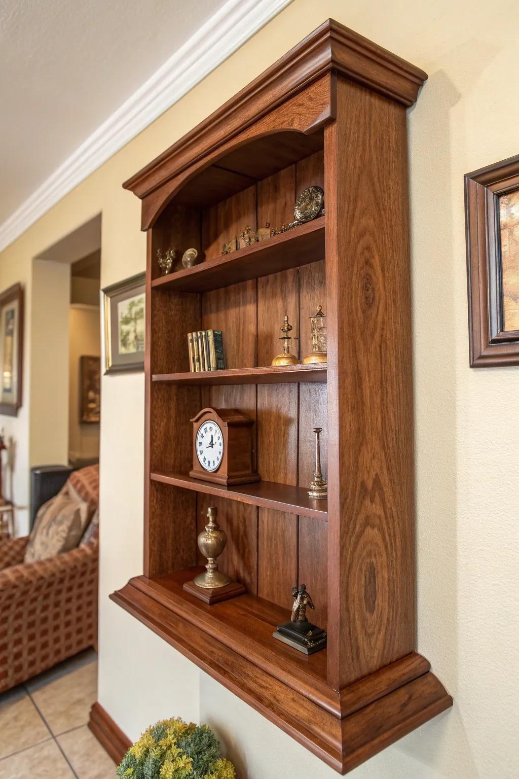 Flaunt your artistry with this refined timber wall ledge, ideally suited to inject a touch of refinement into any environment.