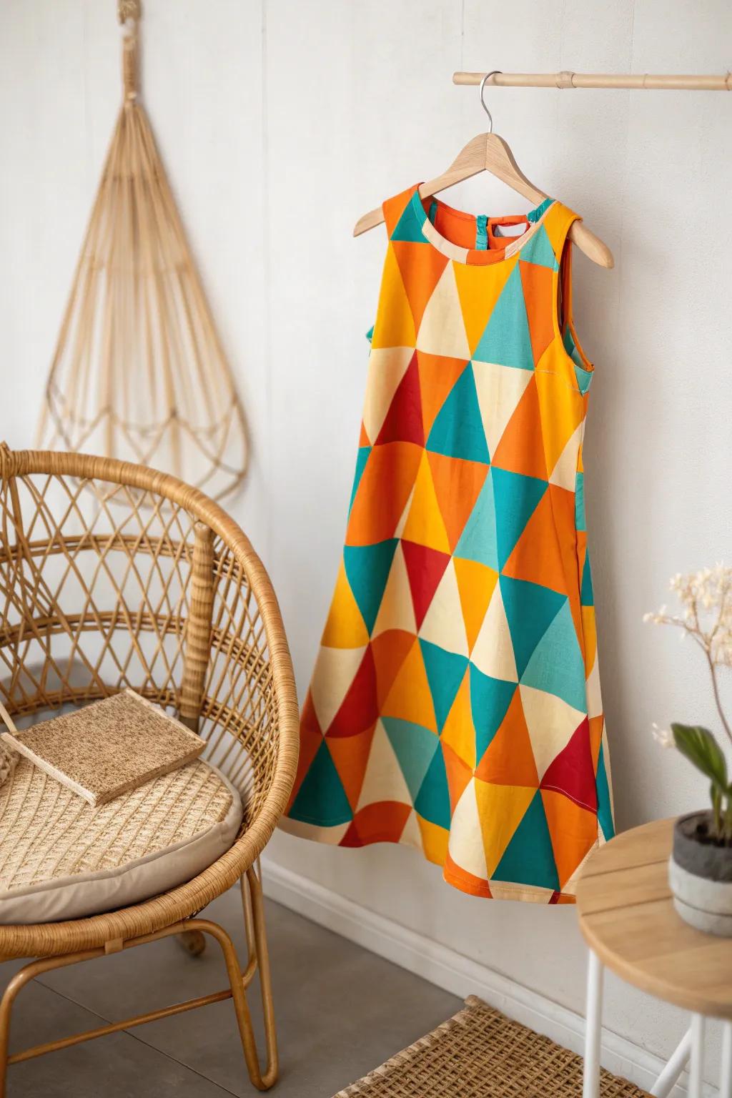 Embrace 60s chic with this handcrafted mod mini dress, perfect for a touch of vintage flair.