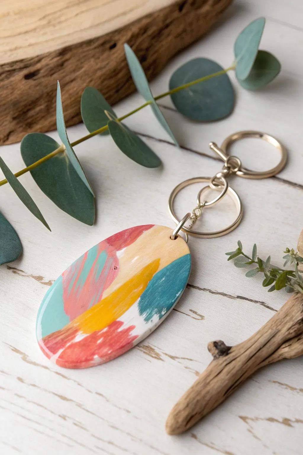 Transform your keys into a miniature canvas with this vibrant abstract art keychain. 🎨✨ #MinimalistBoho #ColorSplash