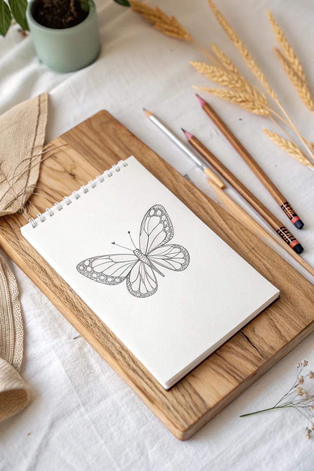 Delve into the artistry of minimalism with this uncomplicated moth drawing – where simplicity meets natural sophistication.
