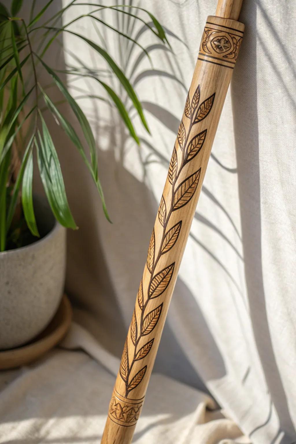 Appreciate the elegance of nature with these amazing leaf motif walking stick designs. Excellent for adding a hint of organic charm to your strolls!