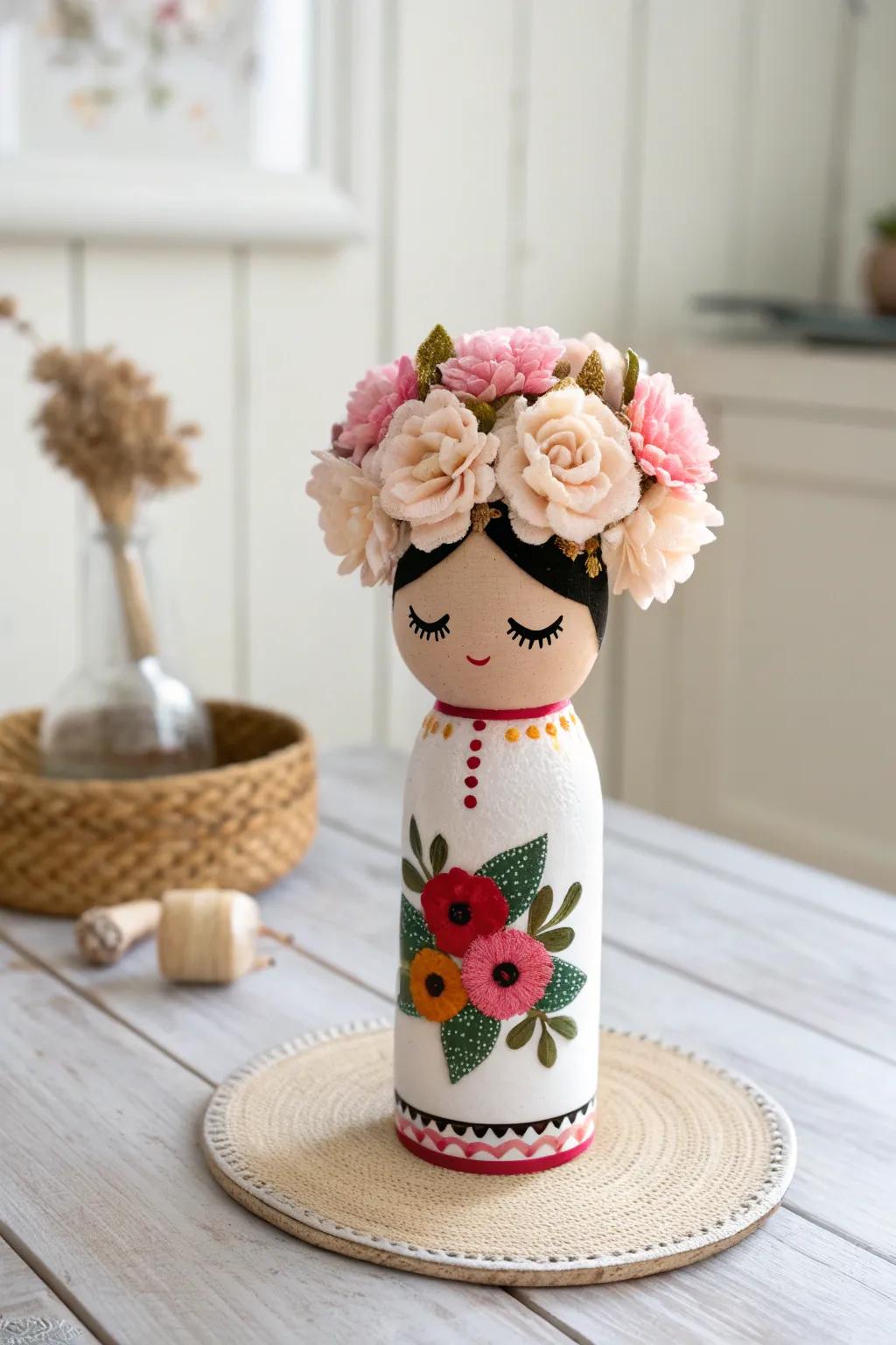 This Frida Kahlo-inspired bottle buddy honors cultural diversity. It's a seamless fusion of minimalist and bohemian appeal.