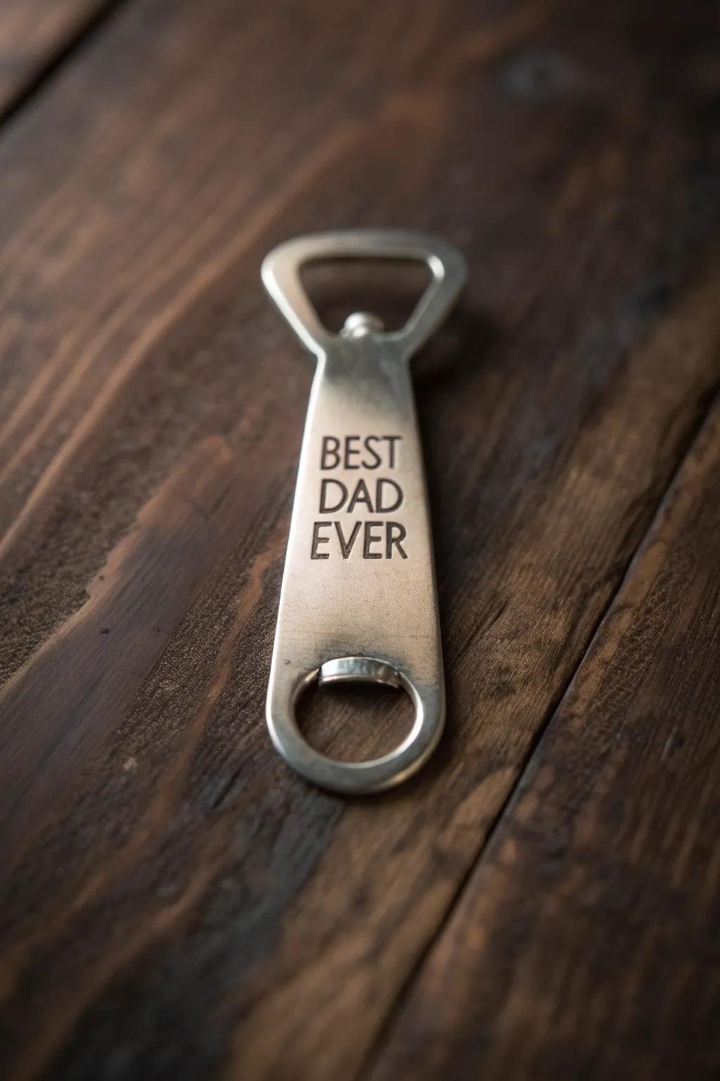 A timeless offering graced with a personal touch: A bespoke etched bottle lifter, perfect for the World's Best Dad.