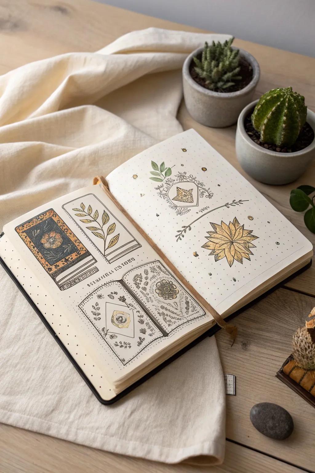 Liberate your inventiveness via unparalleled book jacket doodles within your bullet journal. Embrace simplicity and artistry.