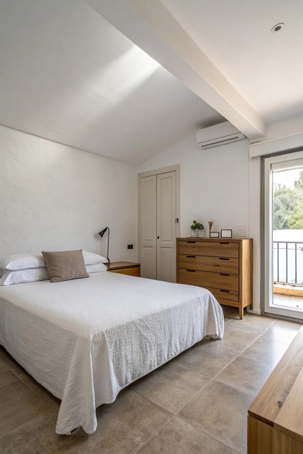 Reduced decoration simplifies the setting and soothes the thoughts.