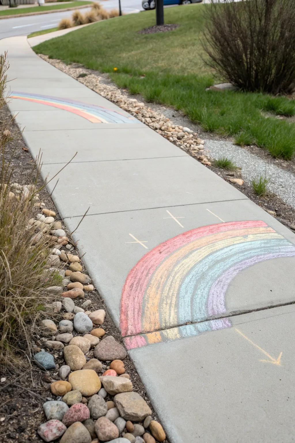 Incorporate a dash of joy with a simple yet marvelous arc pavement artwork that brightens any route.