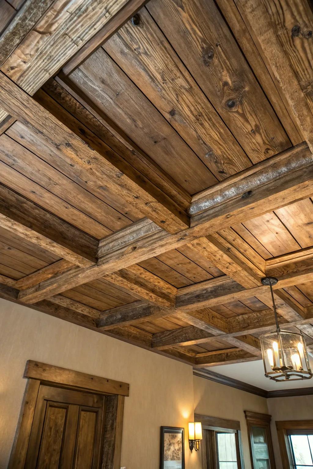 Redefine your area with the enduring allure of reclaimed timber ceilings.