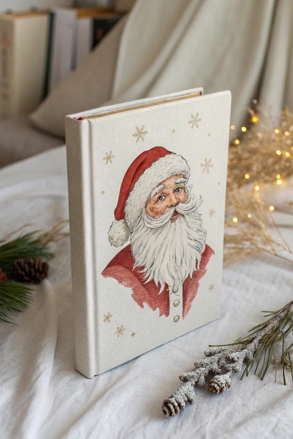 Timeless appeal matches minimalist style: An old Saint Nick book cover perfect for a comfy Yule read.