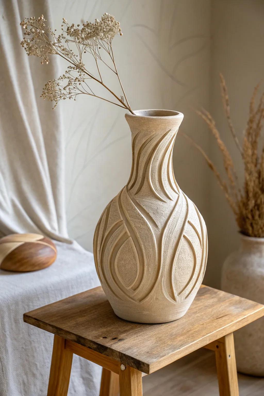 Embrace simplicity and contemporary refinement with a sculptural clay vase that elevates any space into an artistic statement.