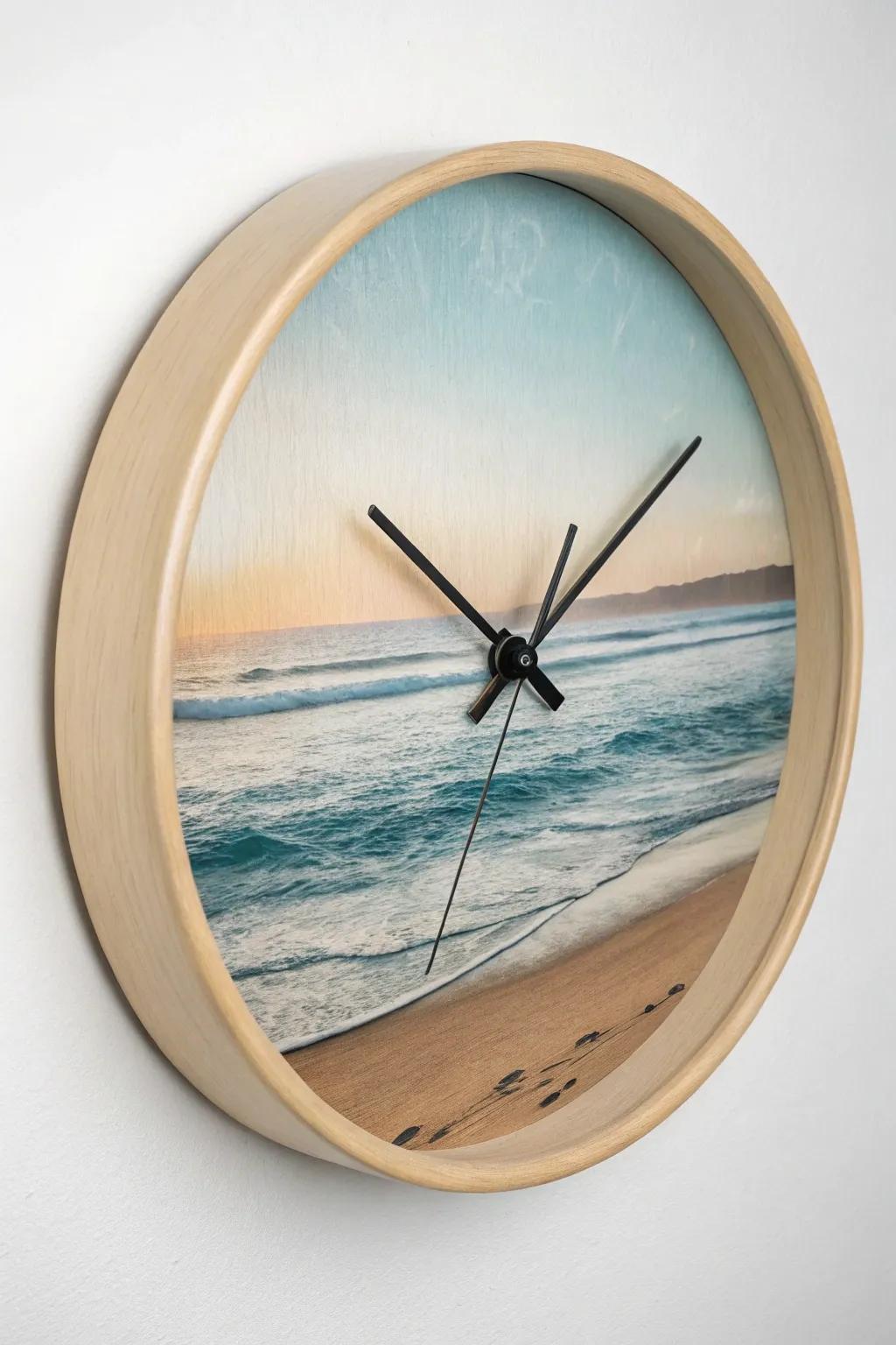 Transform the passage of time into serenity through a littoral-inspired timepiece, imbuing your dwelling with the ocean's repose.