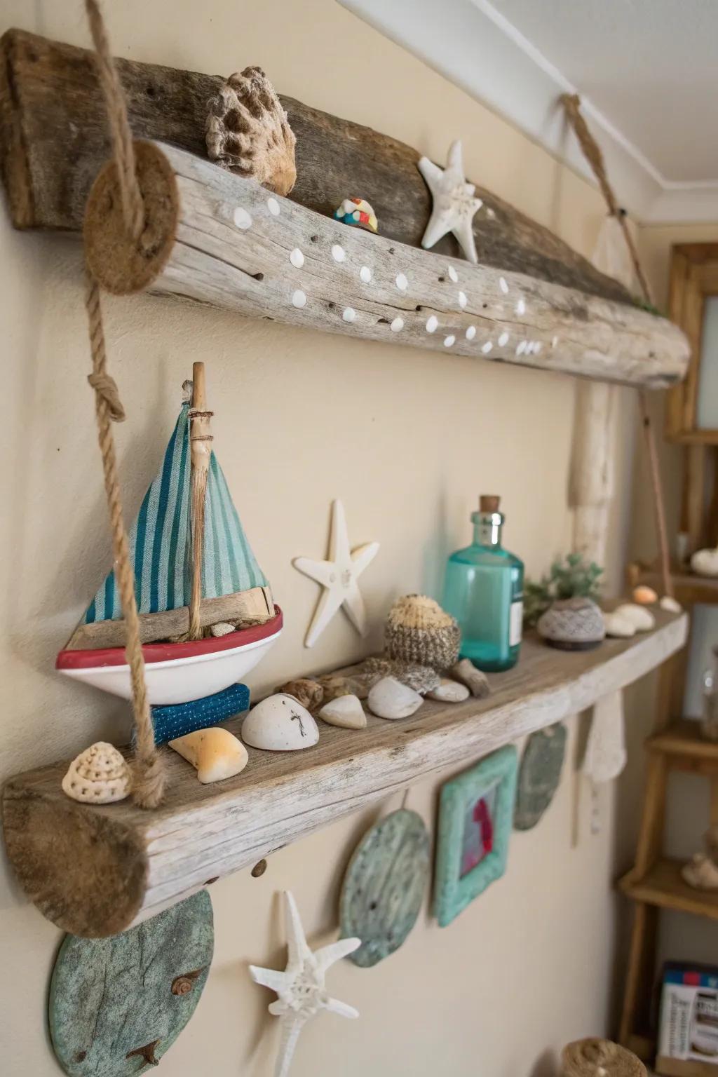 Coastal wood imparts a natural sophistication and seaside feel to any wall.