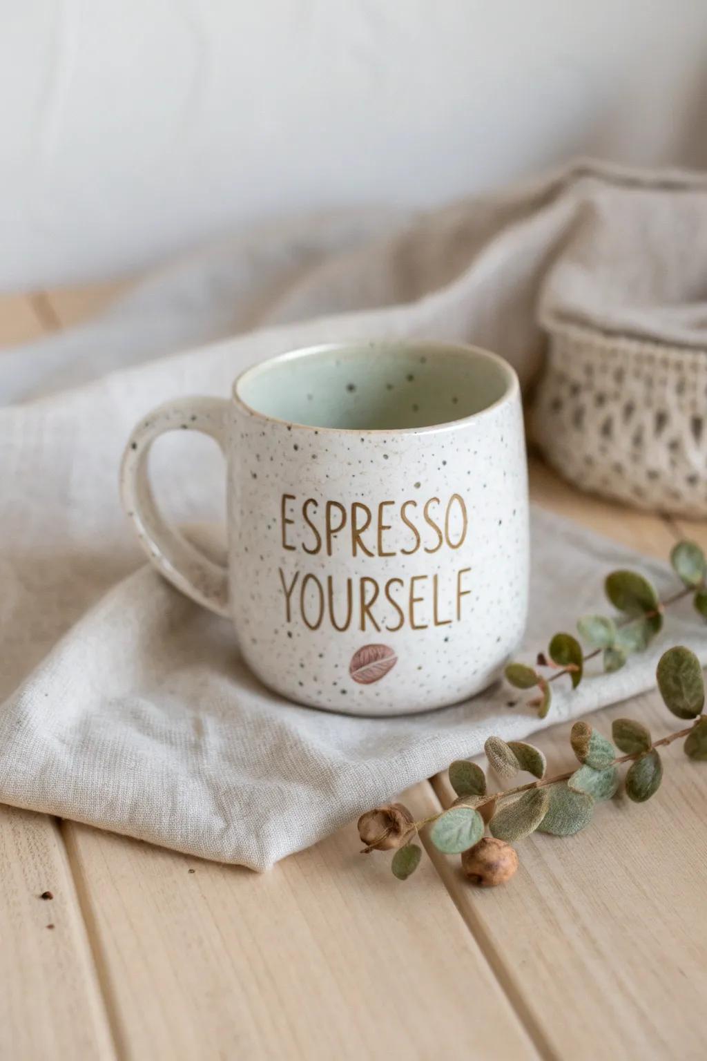 Start your day with a touch of inspiration and elegance - 'Espresso Yourself' in style.