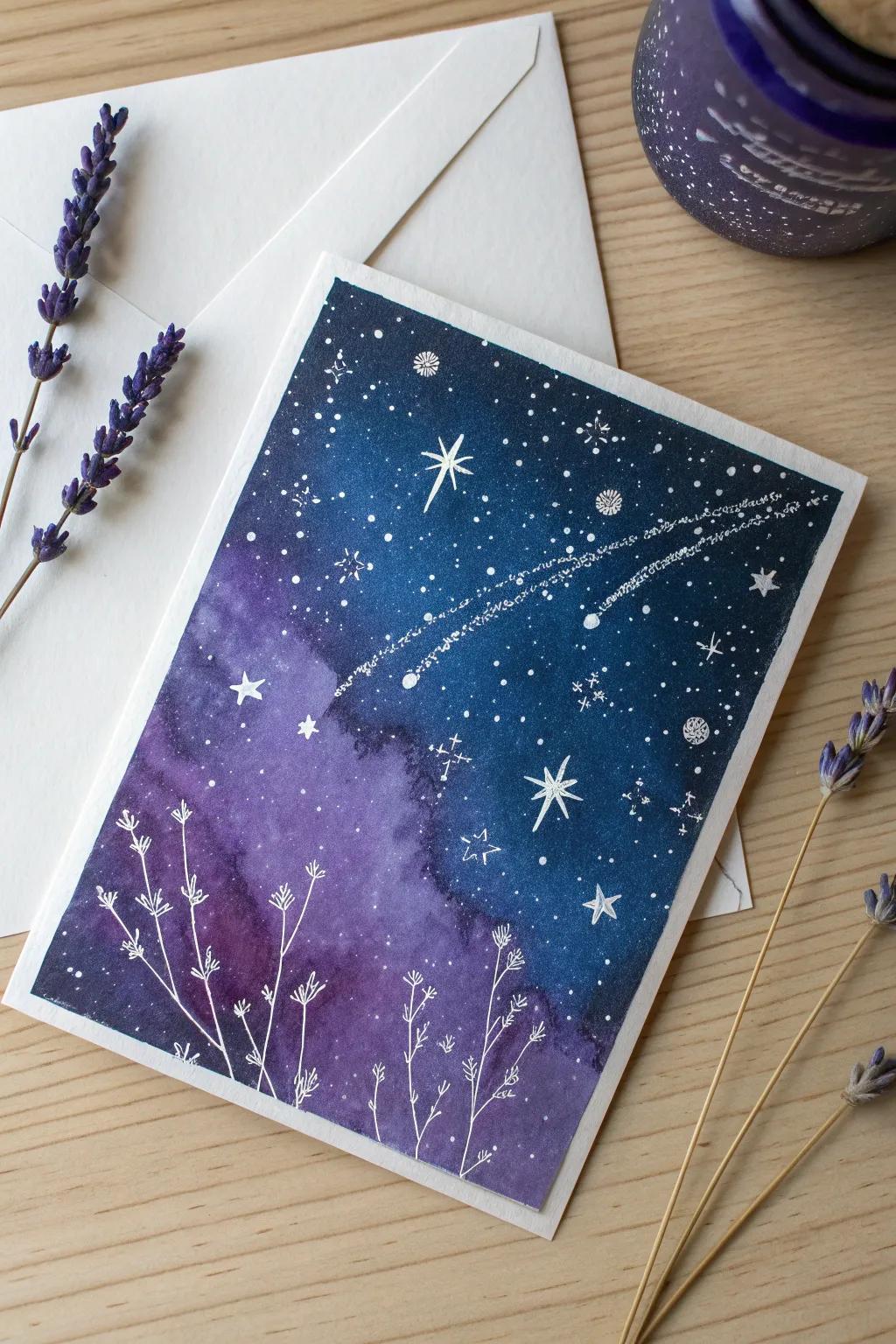 Bestow a slice of the cosmos through this striking galaxy-inspired card, tailored for aficionados of unpretentious beauty and natural charm.