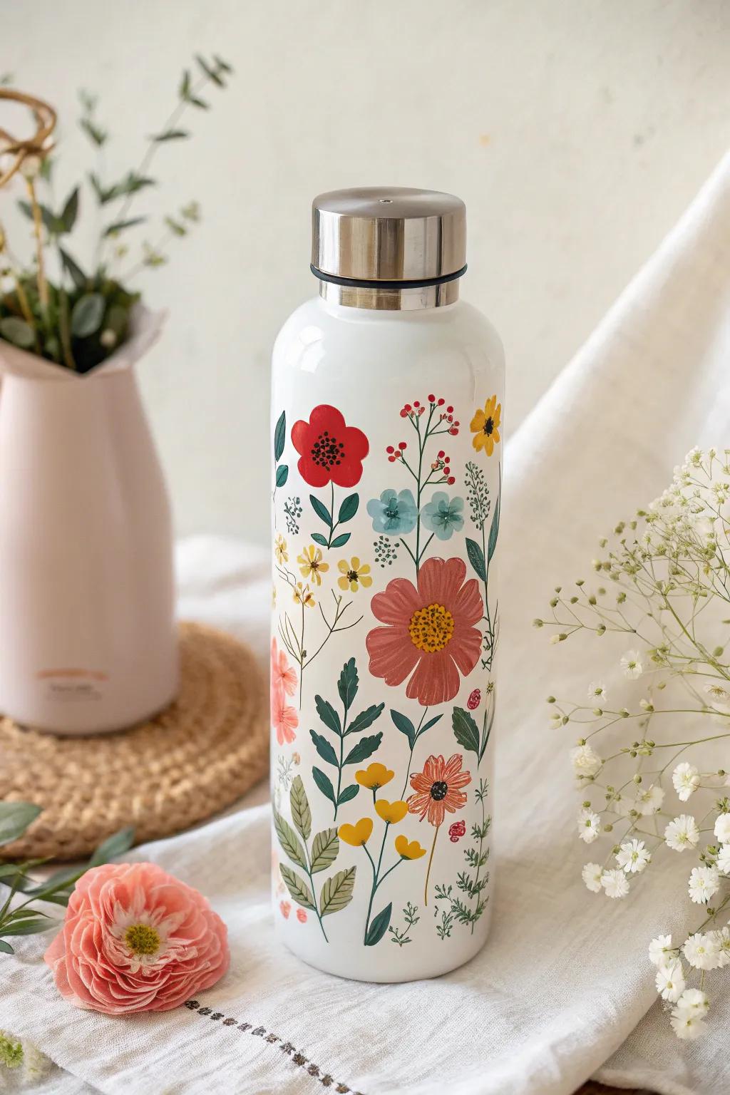 Flourish in vogue with vibrant botanical imagery on your bottle, impeccable for imparting a hint of springtime allure!