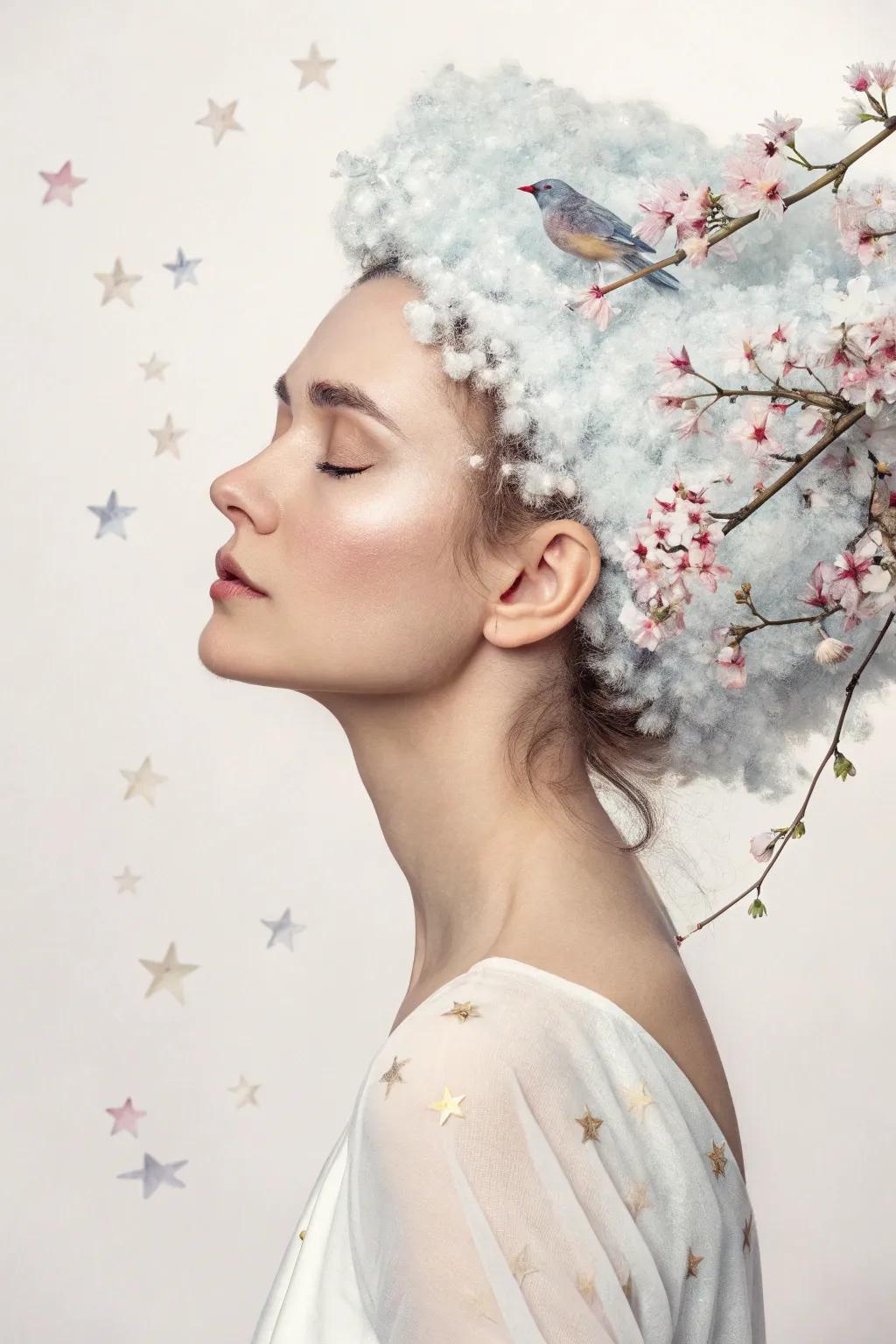 Embrace the otherworldly allure of imagination through this captivating digital representation.