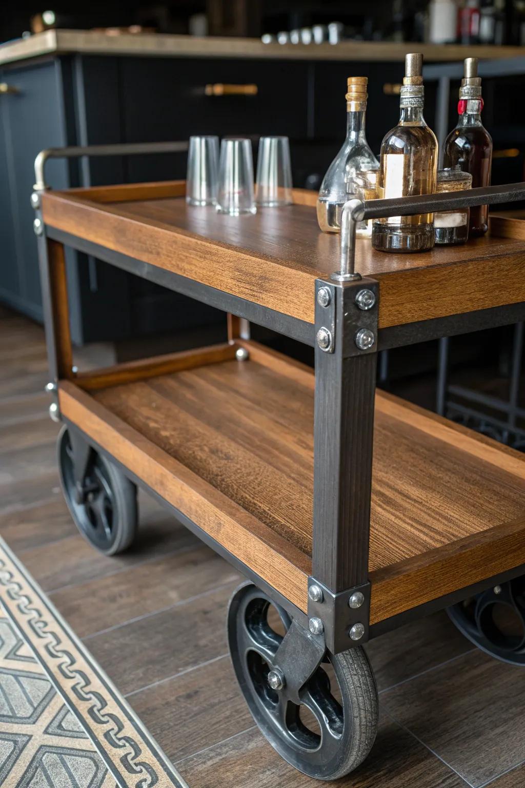 Glide toward elegance with this exquisite DIY drinks trolley, tailored for the modern connoisseur.