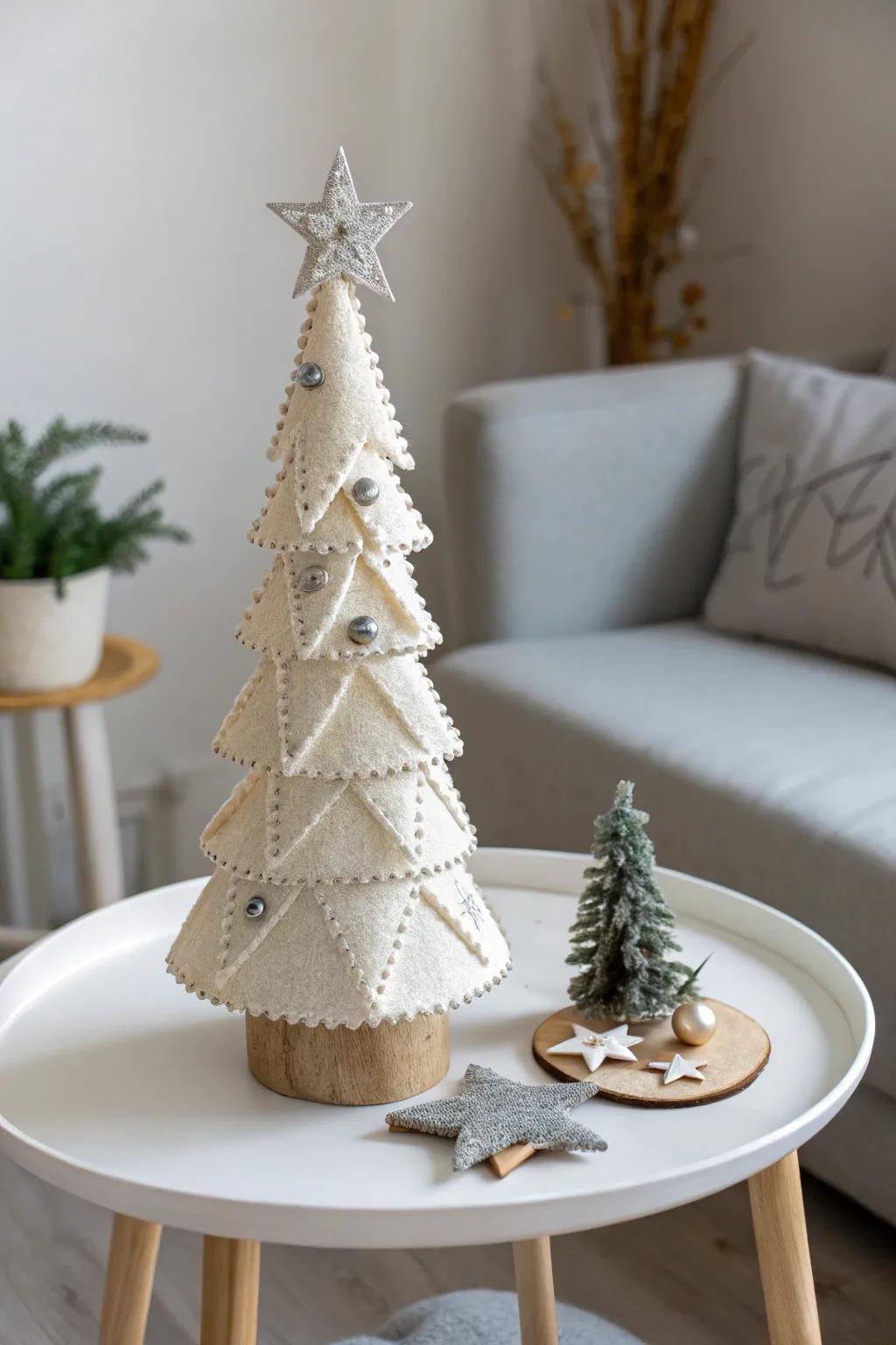 Created with affection: A miniature Yule tree ideally suited for snug, minimalist decoration.