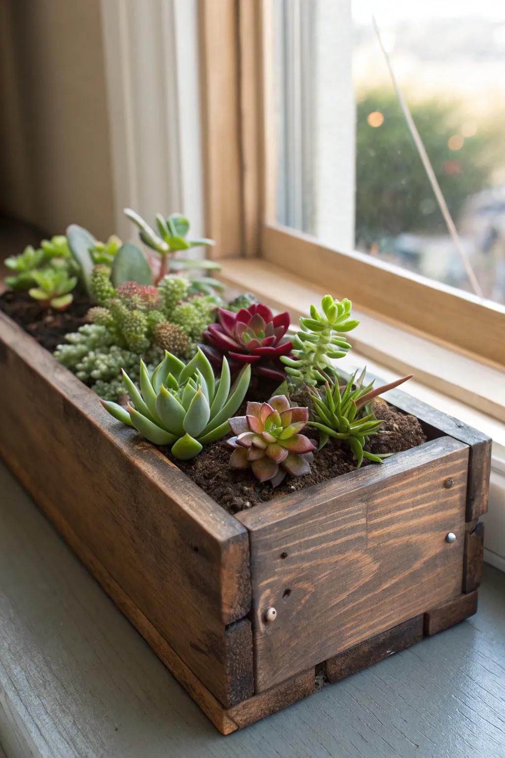 Enhance your area with a handcrafted cigar container succulent planter – where countryside appeal meets rich vegetation.