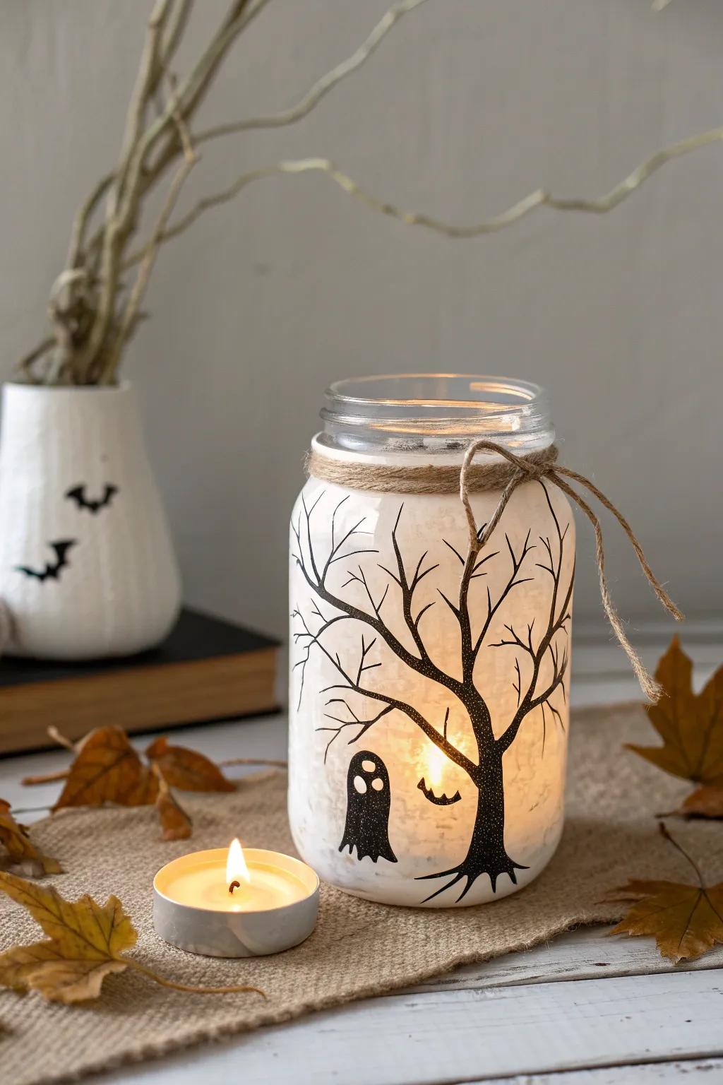 Illuminate your Halloween with this charming DIY canning jar luminary, where effortlessness converges with ghostly beauty.