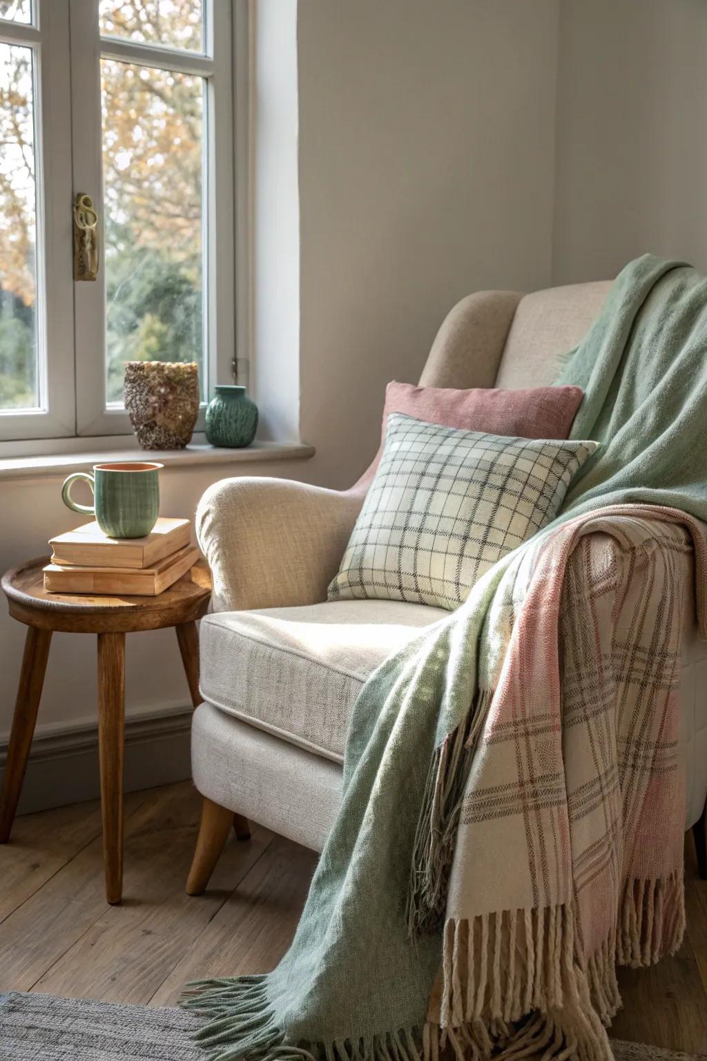 Convert your living area into a retreat of warmth and flair using layered textiles and pleasing textures.