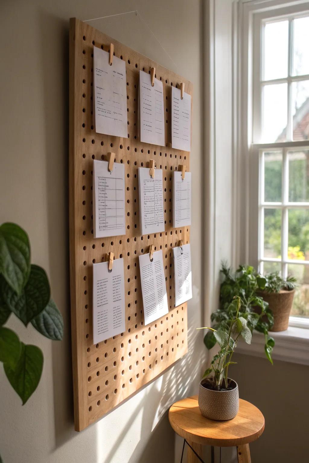 Revamp your culinary zone with DIY pegboard menu ingenuity—a fusion of Scandinavian simplicity and Bohemian flair!