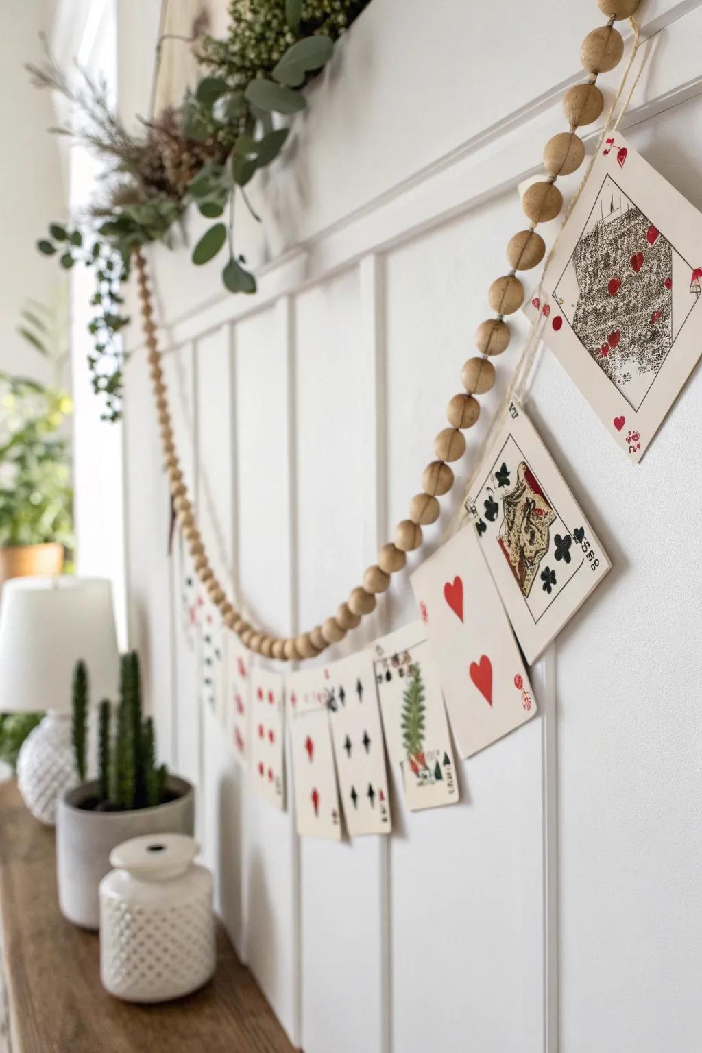 Enhance your decor with an enchanting playing card garland, where uncomplicated design meets joyous spirit.