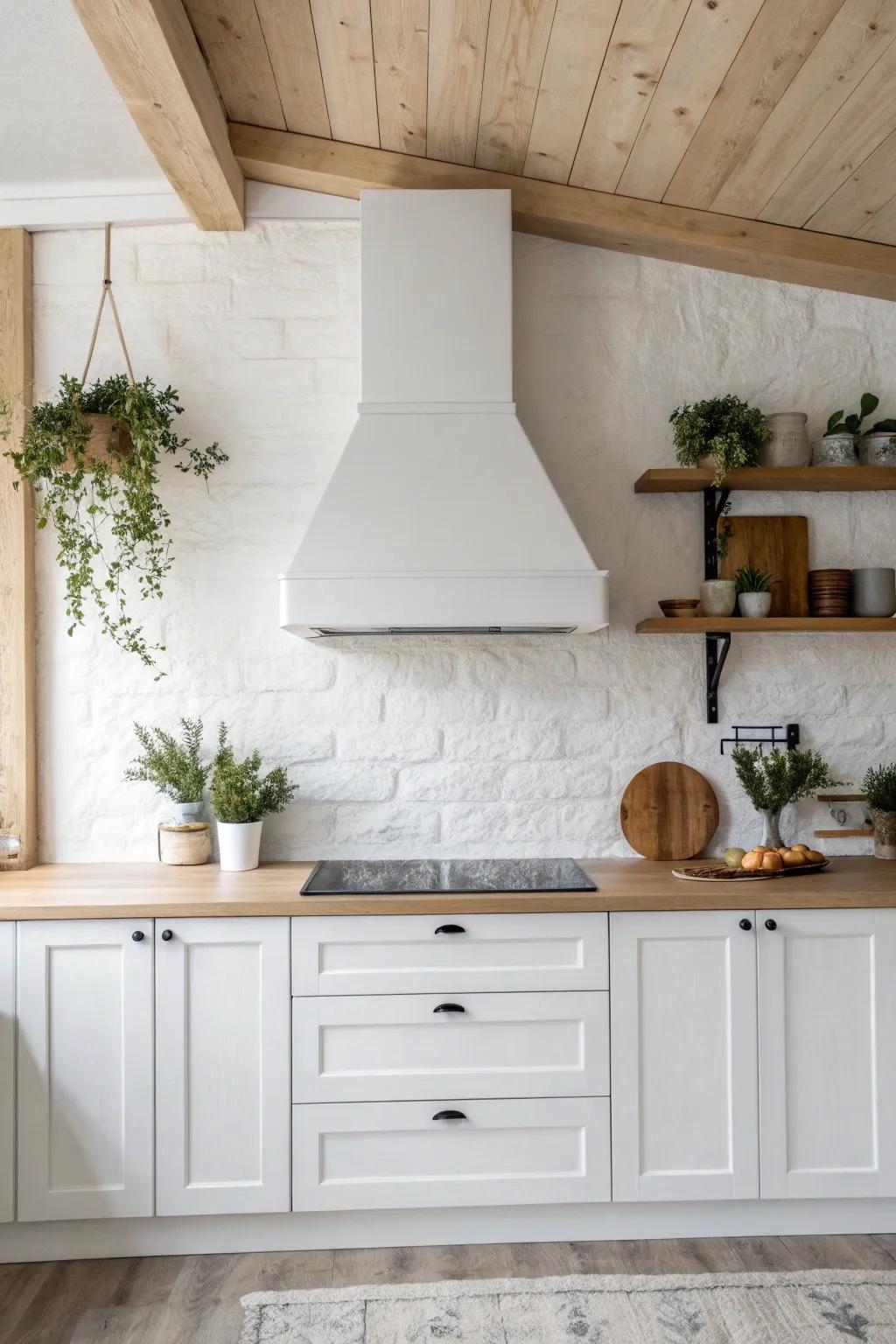 Cherish the allure of simplicity with a flawless white range hood cover, bringing a refreshing breeze to your kitchen.
