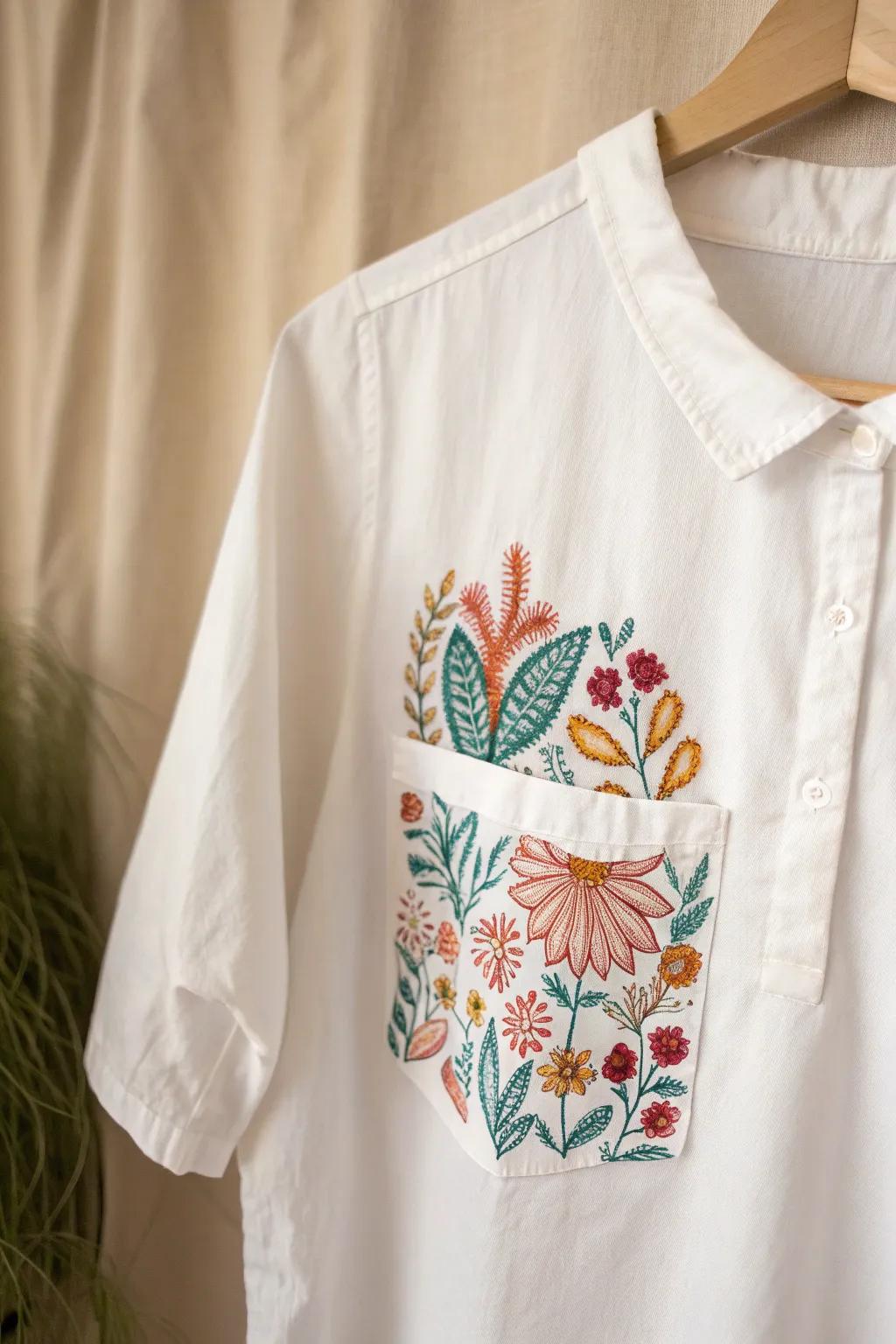 Spruce up your wardrobe with a splash of vivid color and imaginative design—painted pockets deliver a stylish, personalized flair.
