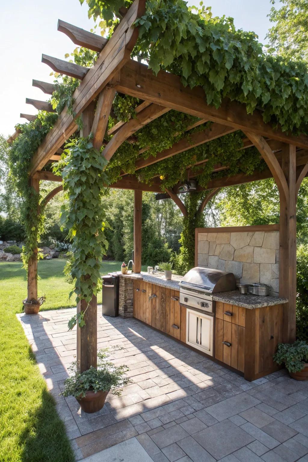 Enjoy your BBQ more with a charming sheltered spot that offers shade and flair.