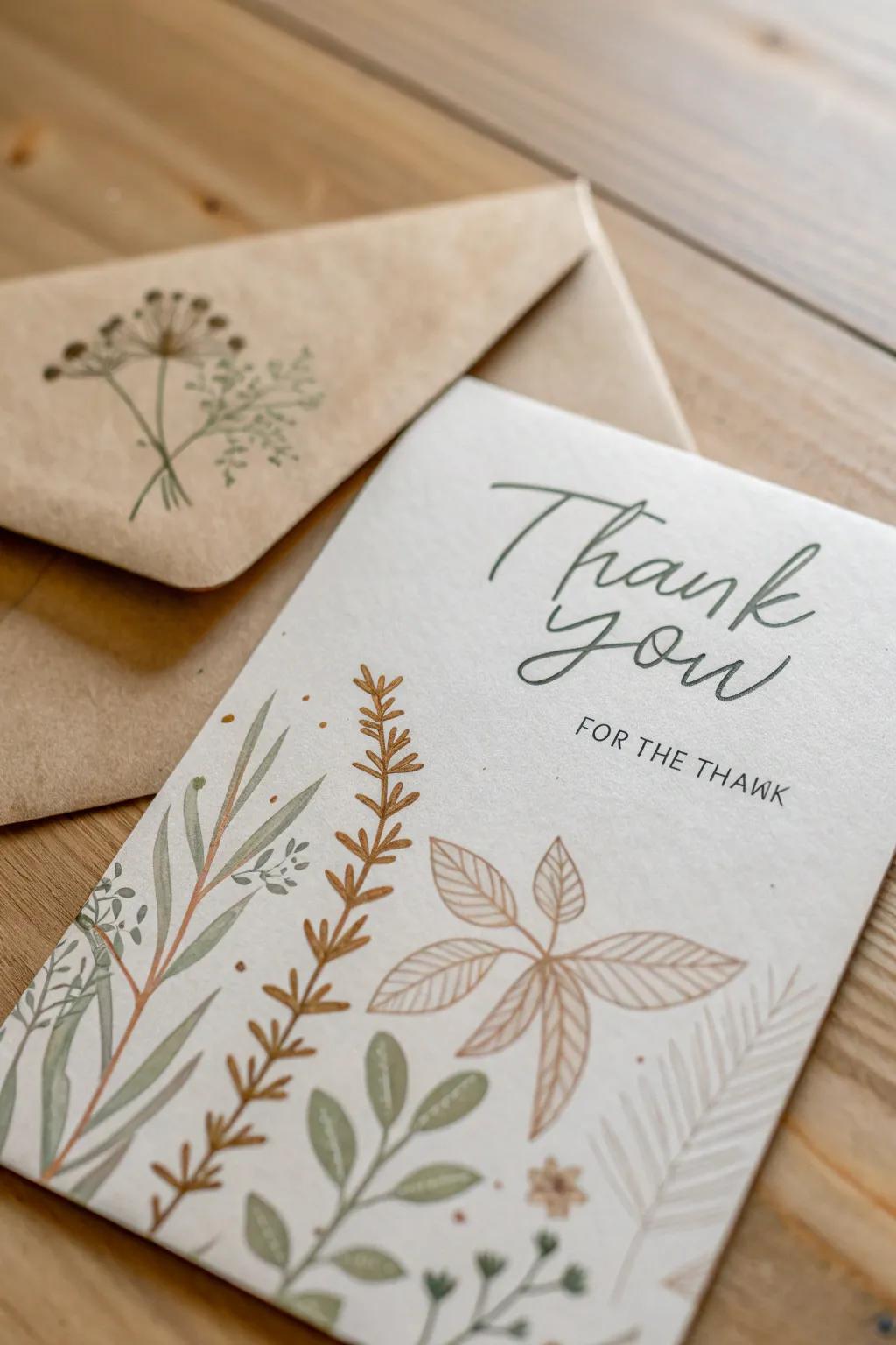 Refine your expression of gratitude with elegantly designed, matching thank you cards and envelopes.