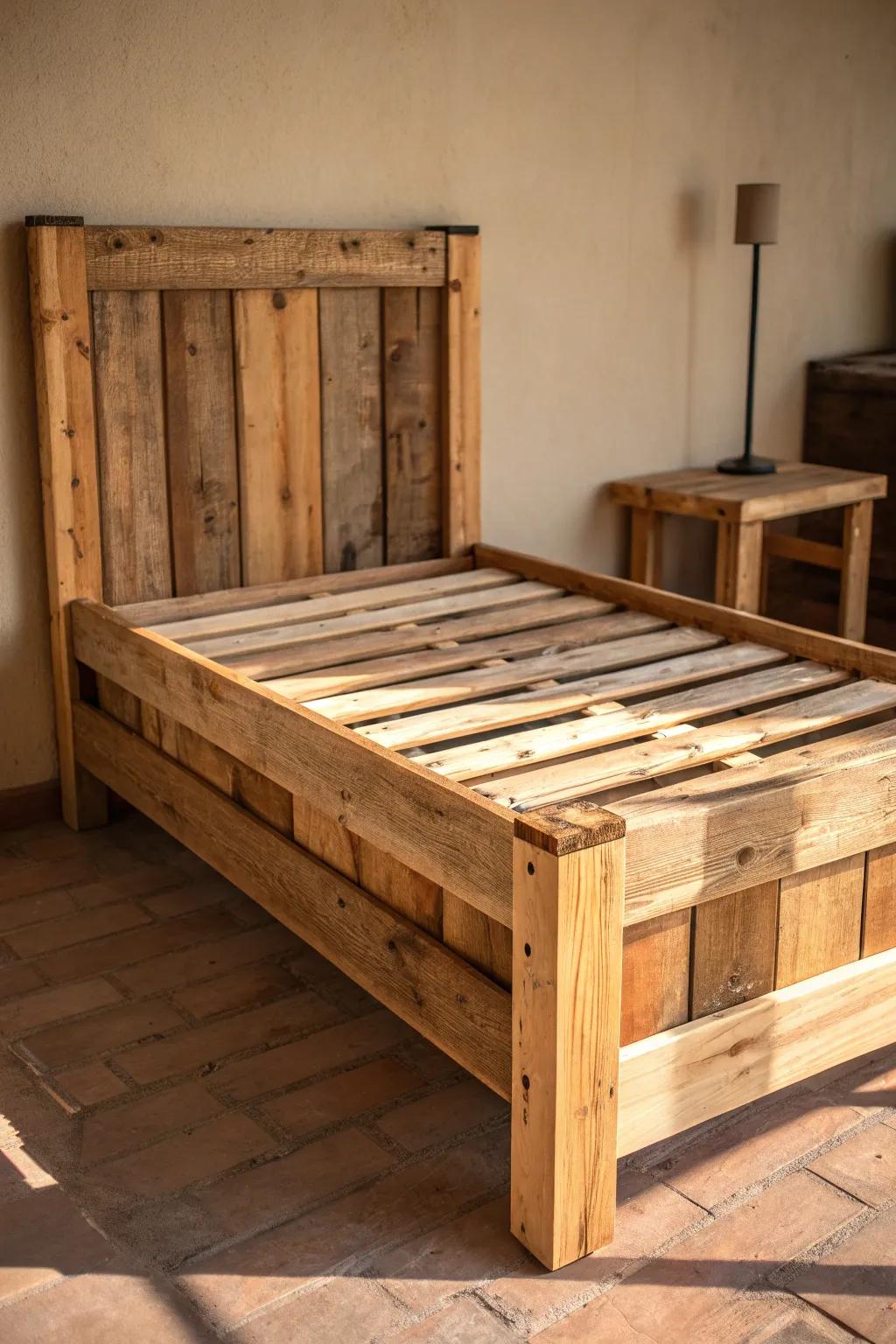 Immerse yourself in the allure of a homespun pallet bed structure—a convergence of panache and ecological consciousness.
