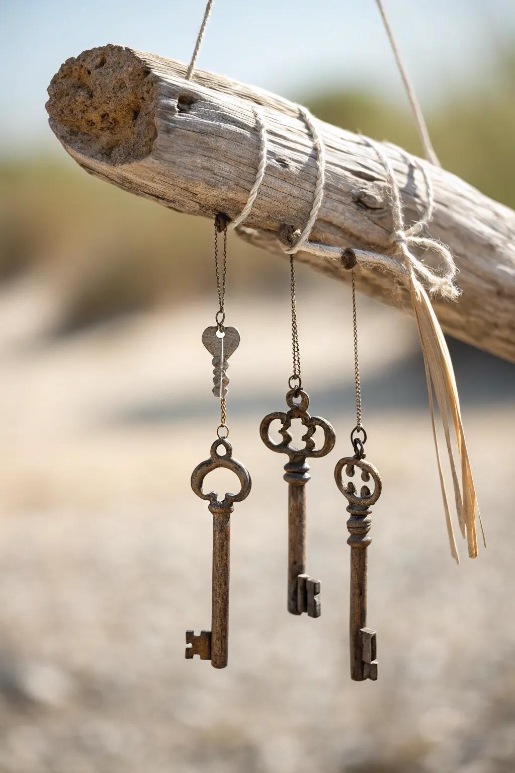 Unveil the melody of the breeze with this captivating key wind chime.