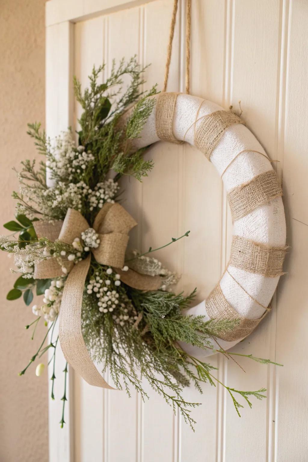 Experience the inviting appeal of farmhouse grace with this artisanal garland, harmonizing countryside charm with streamlined design.