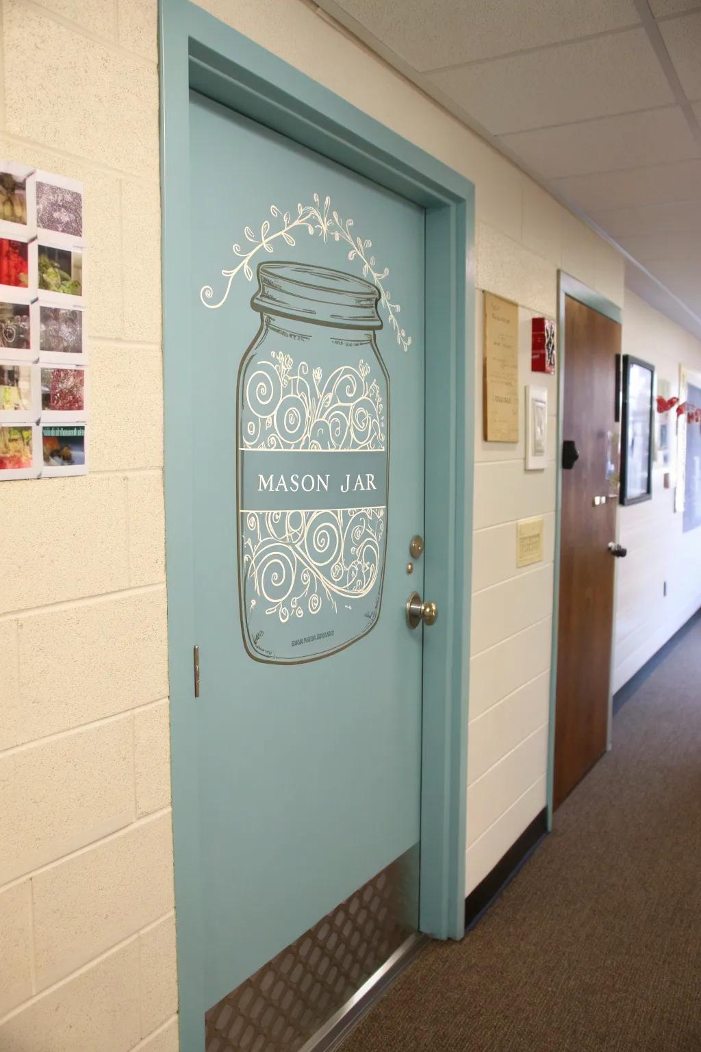 Apothecary bottle name tags imbue a snug, rustic ambiance into dorm decor.