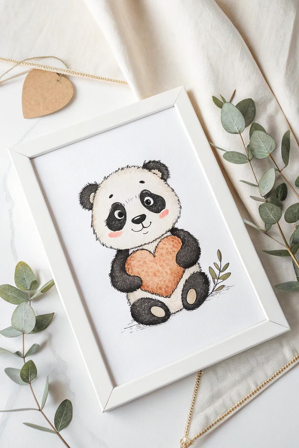 Win hearts using this sweet and uncomplicated panda drawing 🌿❤️ #MinimalistArt #BohoCharm