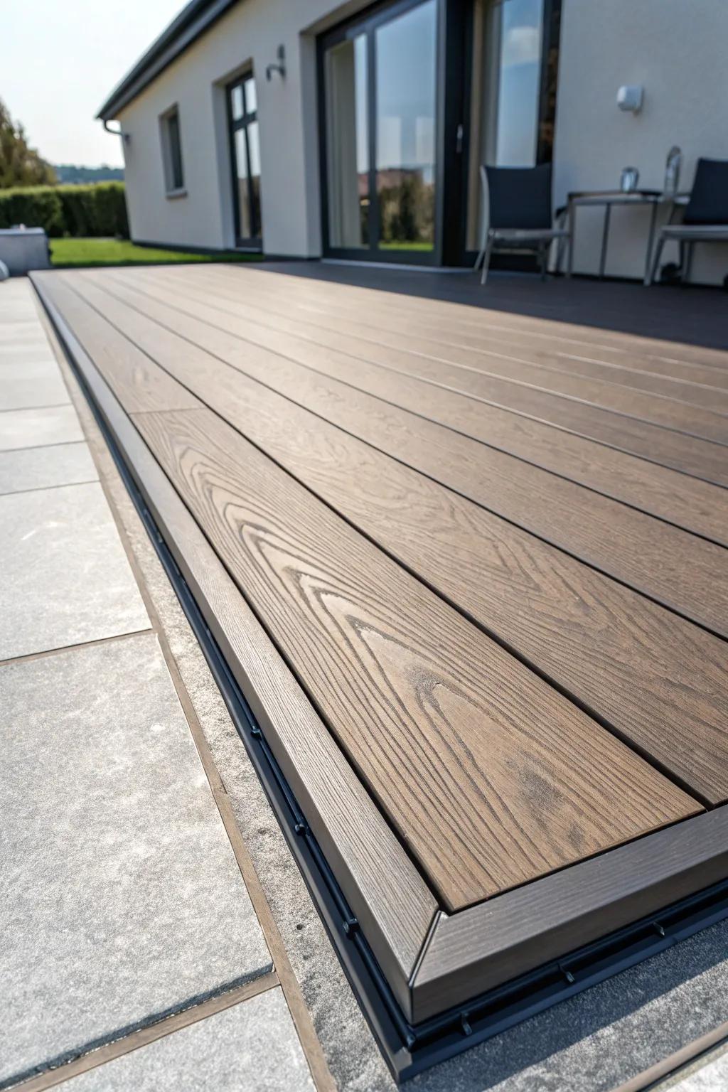 Enhance your outdoor space with the sophistication of blended decking—where design aligns with ease.