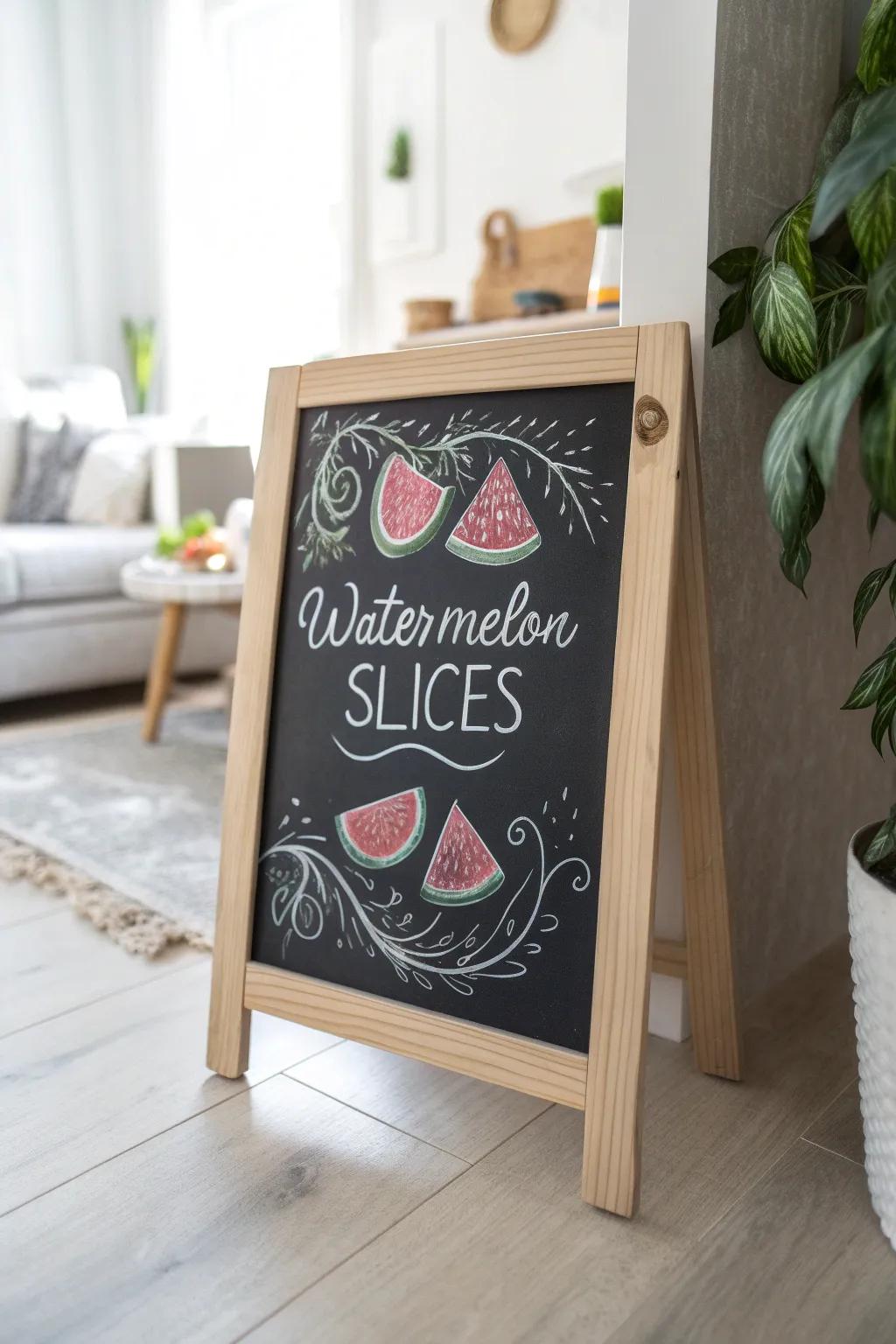 Transform your area into a Watermelon Dreamscape with this endearing and uncomplicated chalkboard artistry!