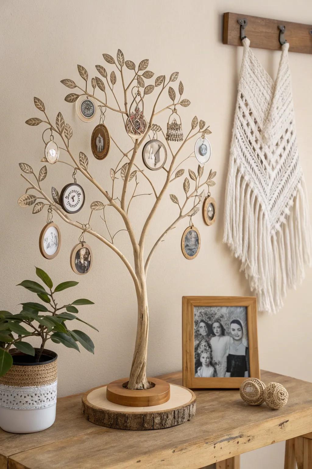 Honor family connections with a handcrafted bespoke heritage display that introduces warmth and refinement to your gathering.