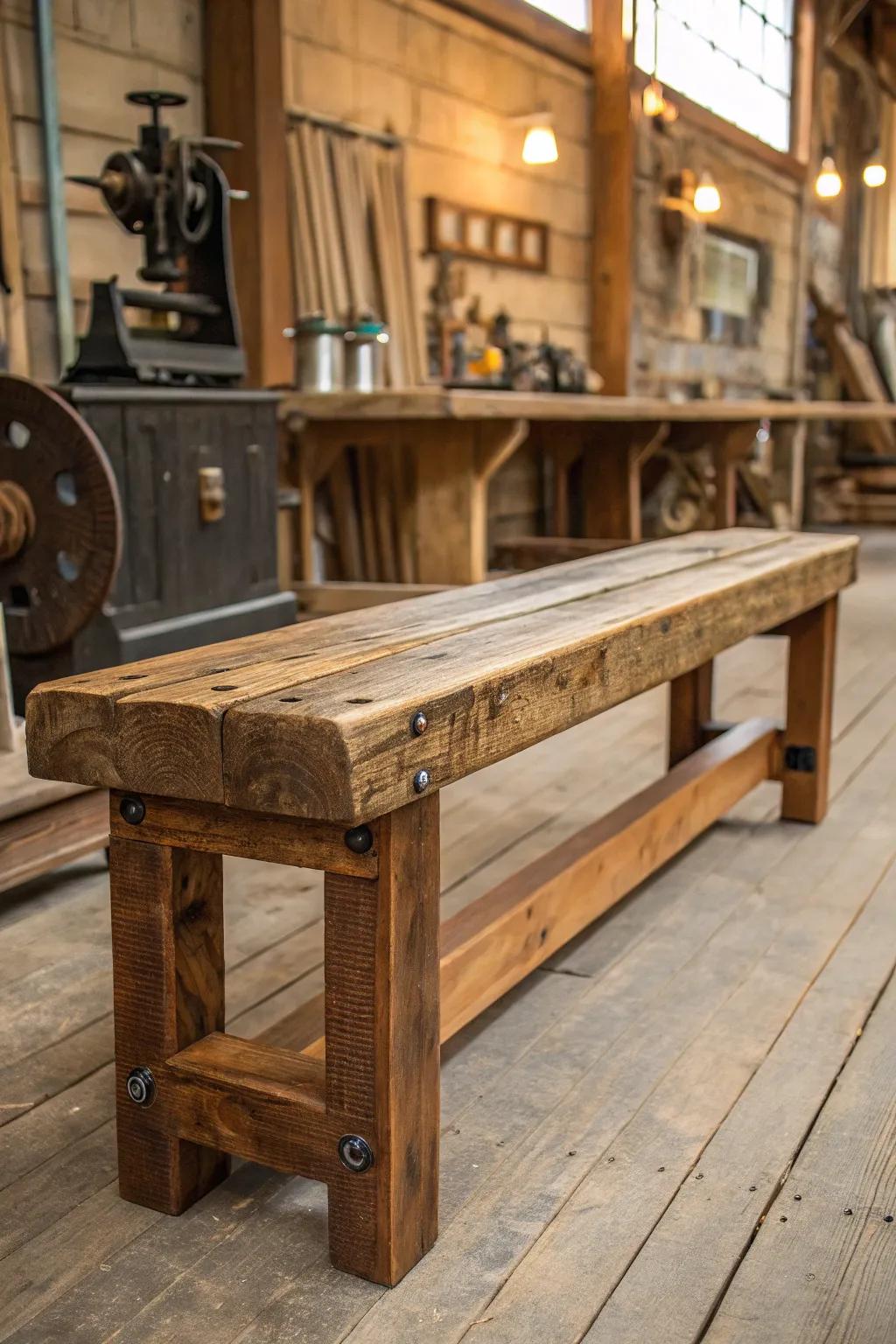 Craft your narrative with a self-made farmhouse bench. #DIYDelight