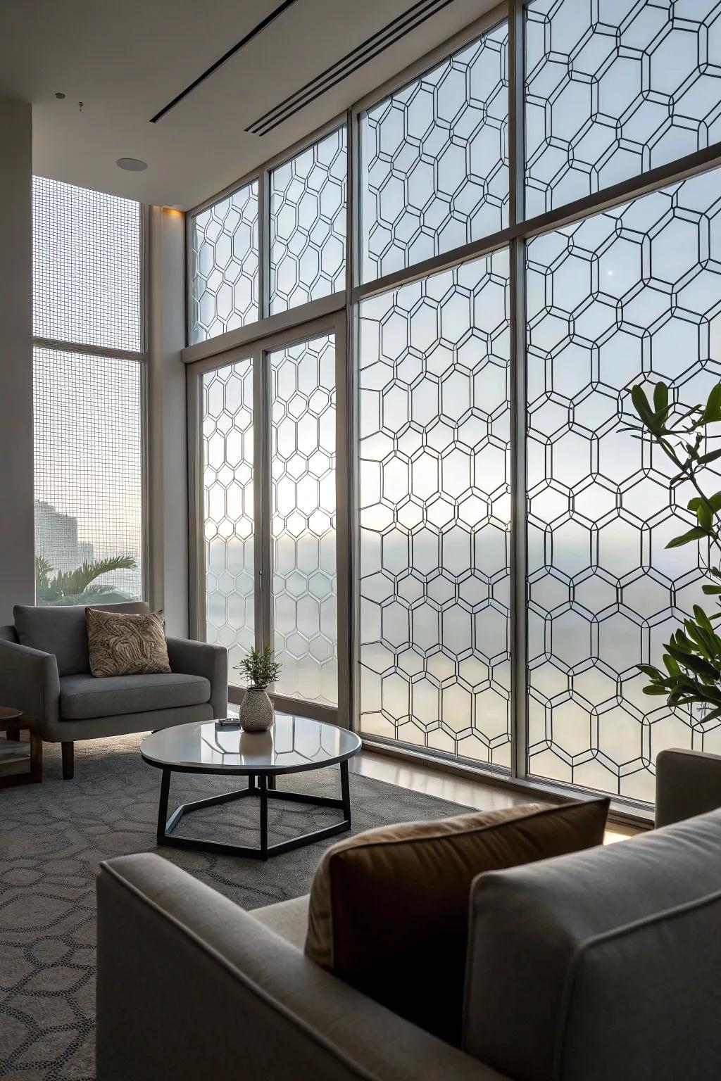 Introduce a modern flair with geometric frosted designs.