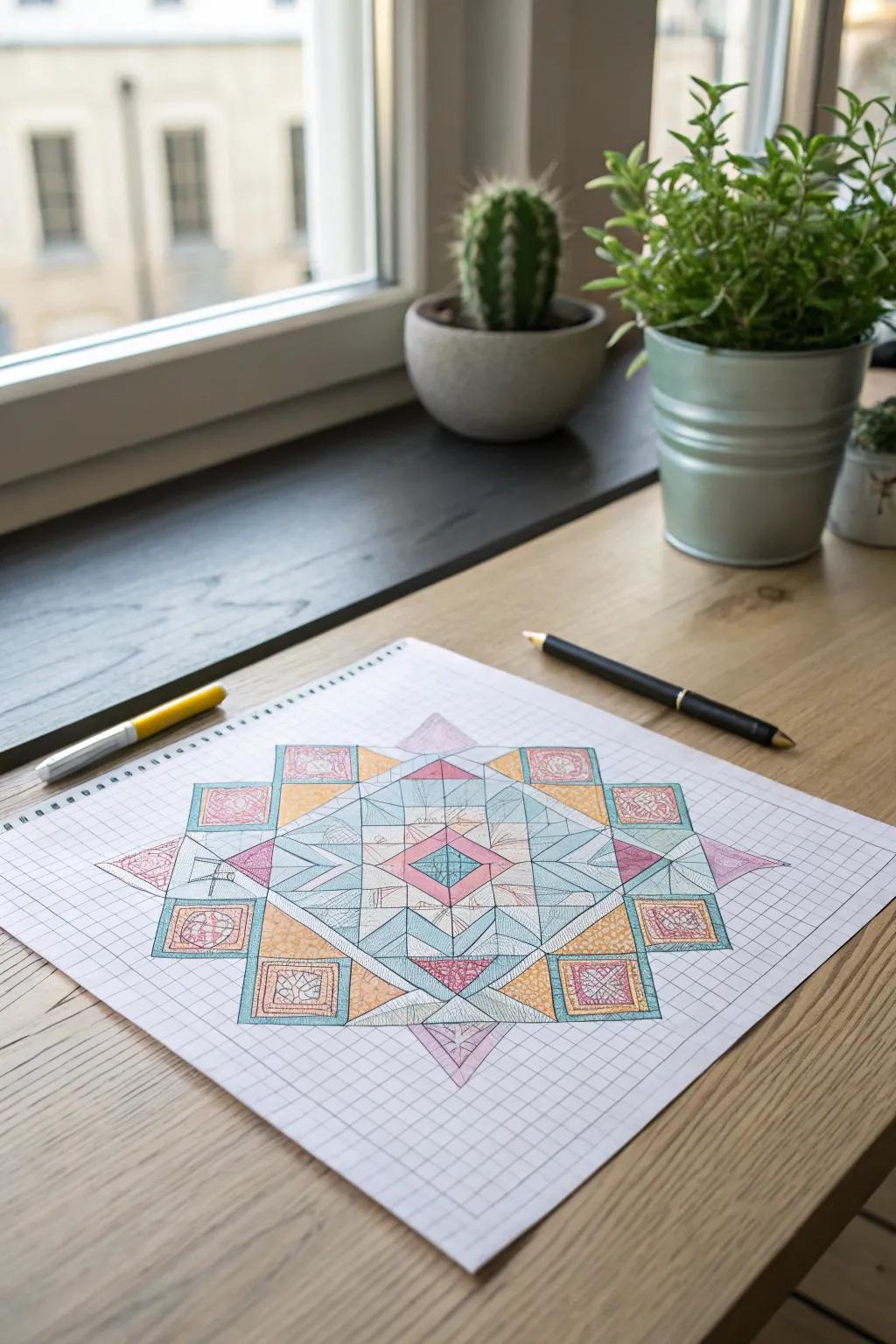 Turn squared paper into an extraordinary creation through vibrant geometric designs, where the essence of minimalism intertwines with inventive expression.