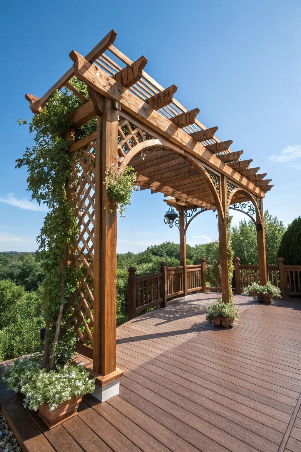 Create Your Ideal Outdoor Haven with a Breathtaking Wooden Pergola, Providing Sophistication and Shade Throughout Sunny Afternoons.