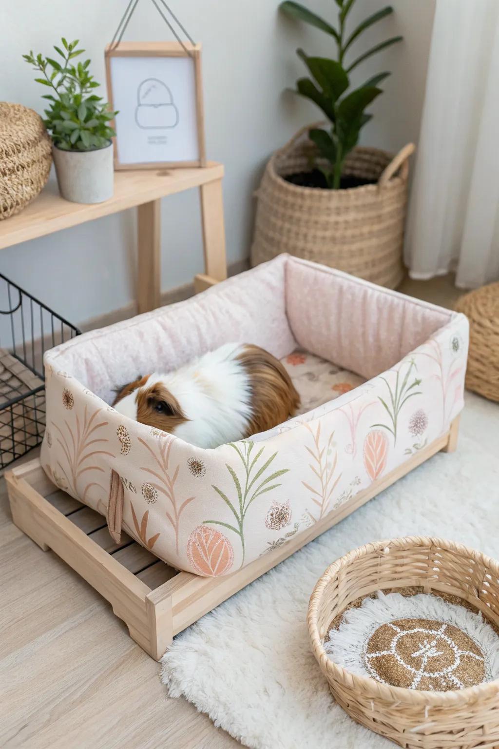 Transform your guinea pig's home with snug fuzz rugs that combine style and comfort.