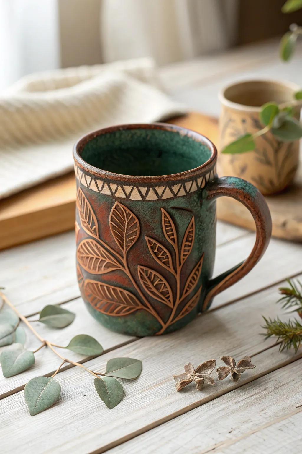 Enjoy a peaceful drink with a hint of the outdoors – a mug that brings the natural world to your hand.