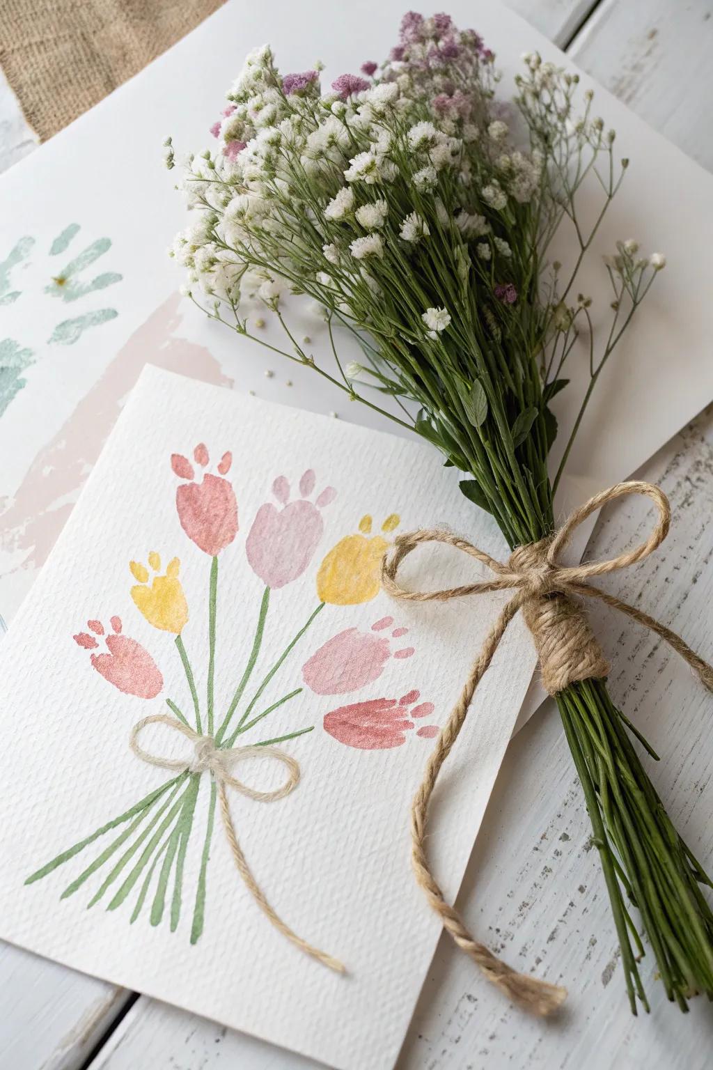 Create a classic Mother's Day keepsake with a handprint bouquet, uniting the appeal of nature with a heartfelt individual touch.